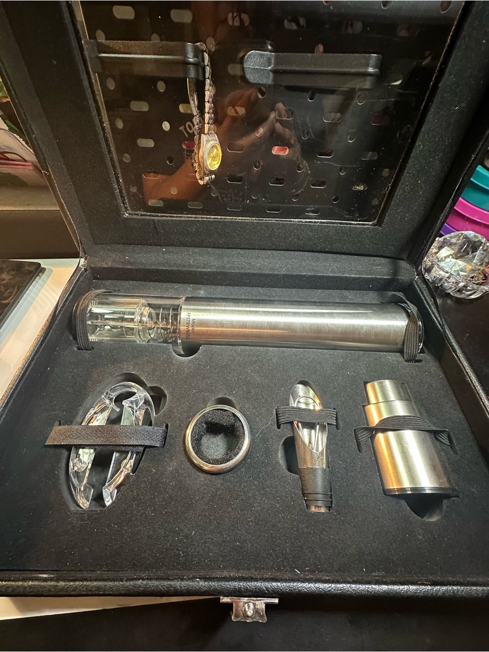 Stainless Steel Wine Accessory Set with Crystal Pourer